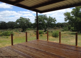 Cedar deck with rail posts