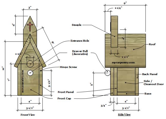 Church Birdhouse Plans - Bird house Plans that Resemble a Country Style Church