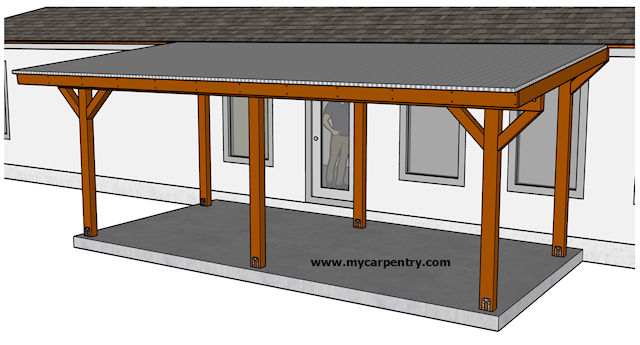 Building An Almost Free Standing Patio Roof, Do It Yourself Covered Patio Building Plans