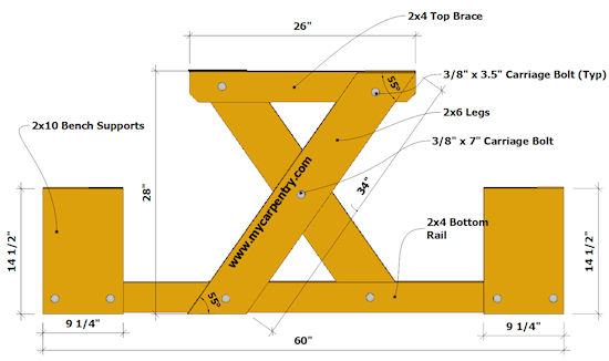 Picnic Table Plans, Angle To Cut Picnic Table Legs