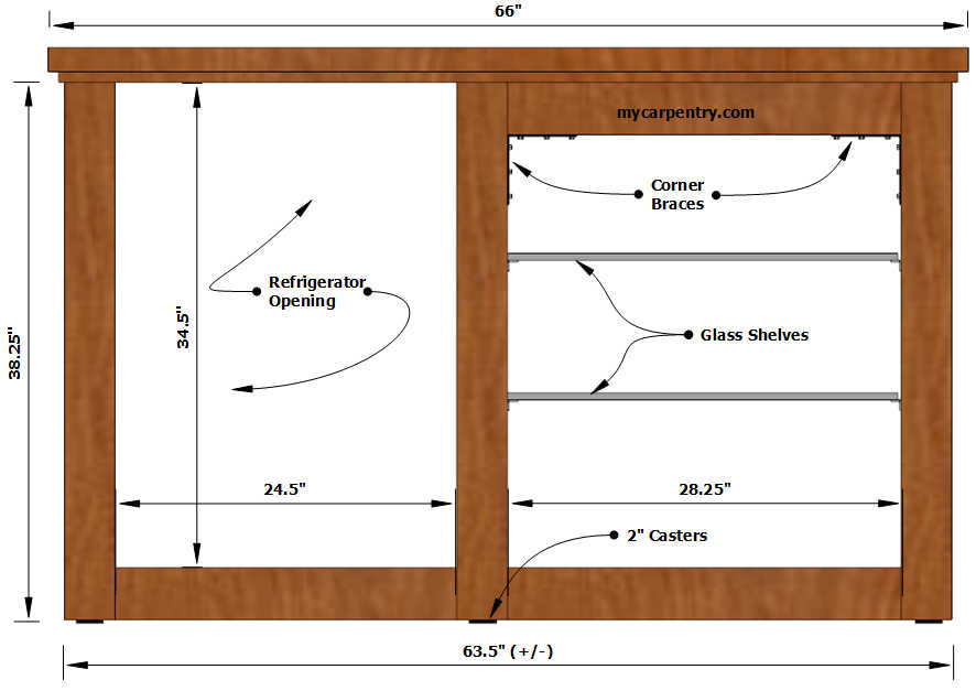 Home Bar Plans - Front Dimensions