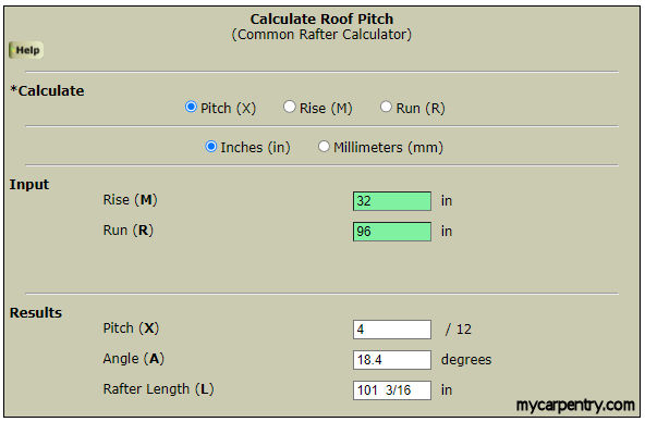 Roof Pitch Calculator