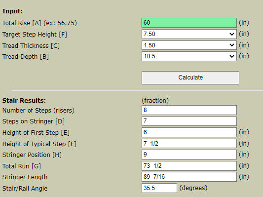 Stair Calculator Results